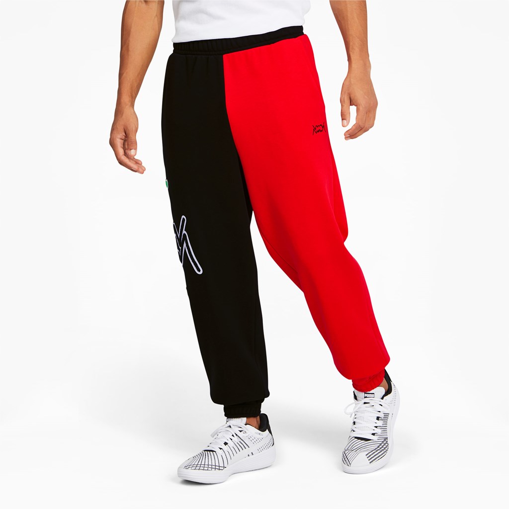 Black / High Risk Red Puma Combine Basketball Men\'s Pants | 0241SWQMF