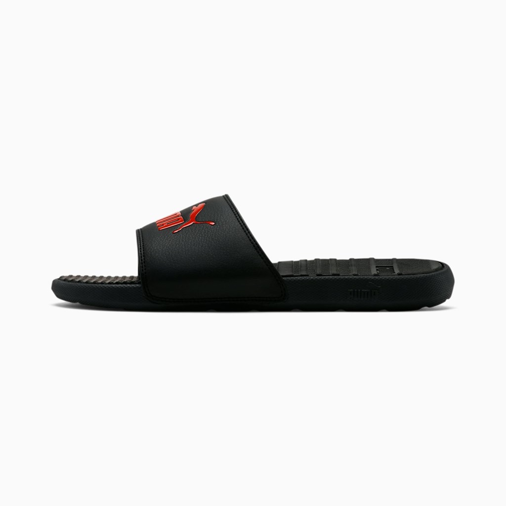 Black / High Risk Red Puma Cool Cat Men\'s Slides | 6950UTHAY