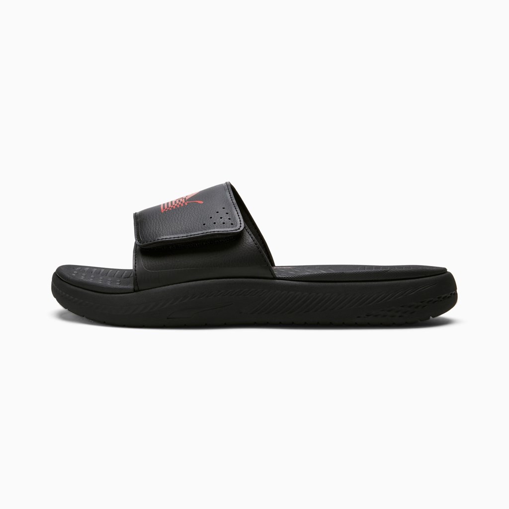 Black / High Risk Red Puma PUMA x TMC SoftRide Men\'s Slides | 1854UYQTI