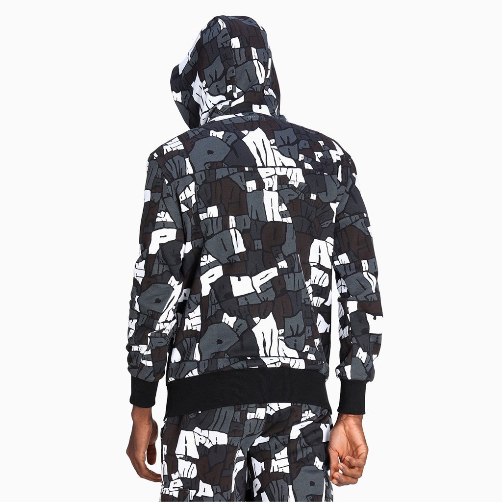 Black / Iron Gate Puma Booster Basketball Men's Hoodie | 4082TRPYW