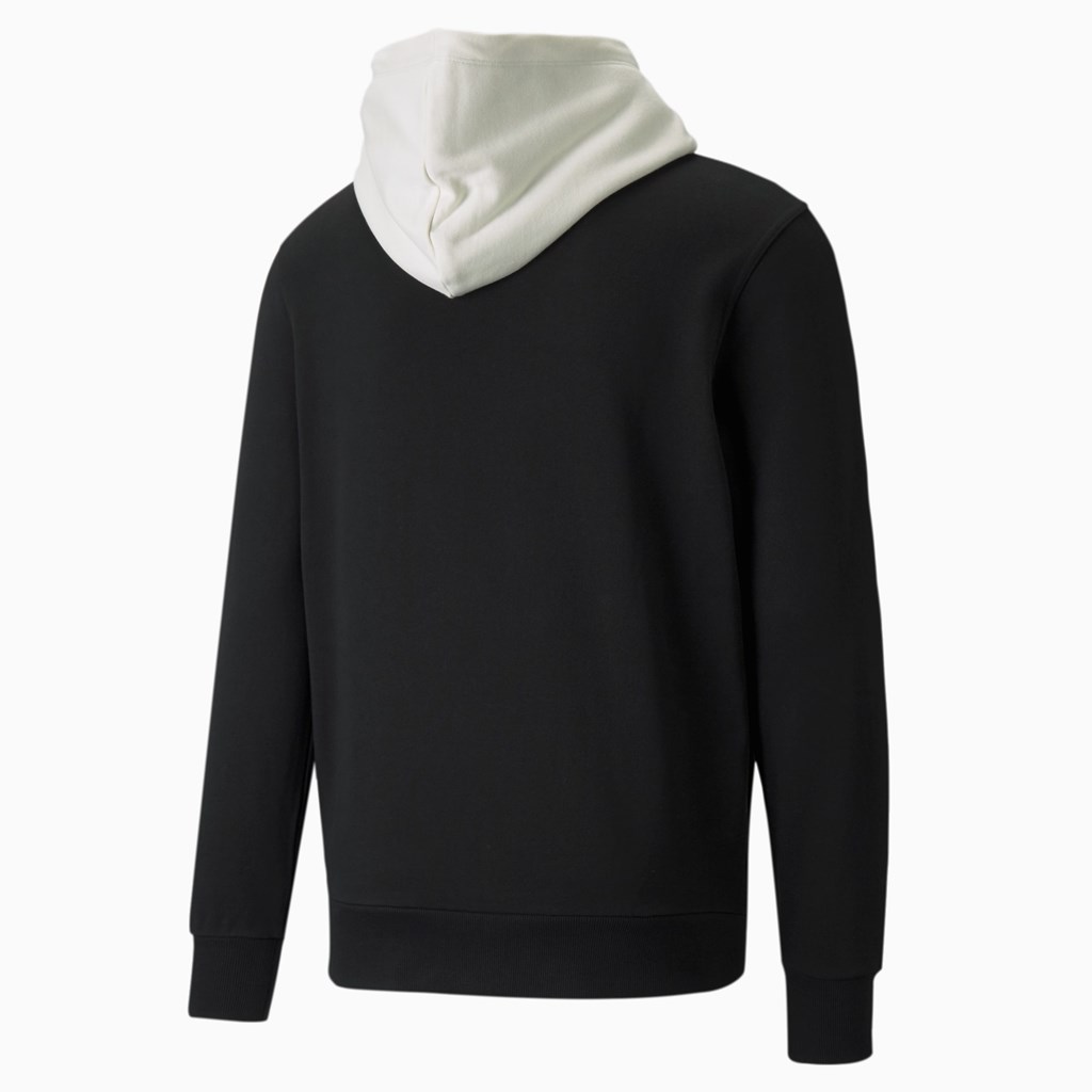 Black / Ivory Puma CLSX Piped Regular Men's Hoodie | 0293IMDQF