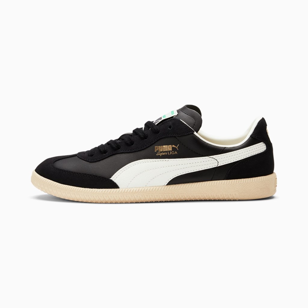 Black / Marshmallow Puma Super Liga OG Retro Men\'s Sneakers | 6390ZFTWK