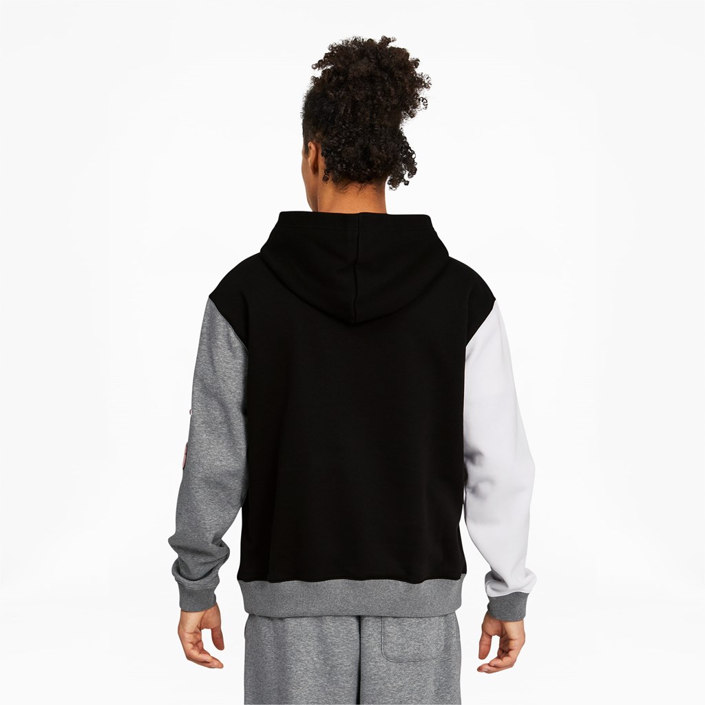 Black / Medium Gray Heather Puma Combine Basketball Men's Hoodie | 8416LBOGJ