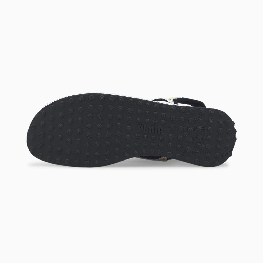 Black / Nimbus Cloud / Fresh Yellow Puma Surf Men's Sandals | 4618ZYOED