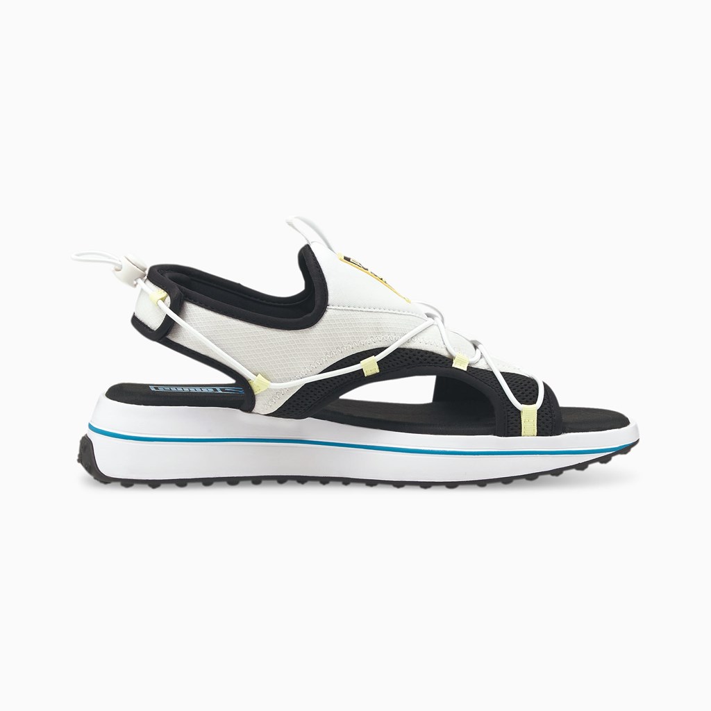 Black / Nimbus Cloud / Fresh Yellow Puma Surf Men's Sandals | 4618ZYOED