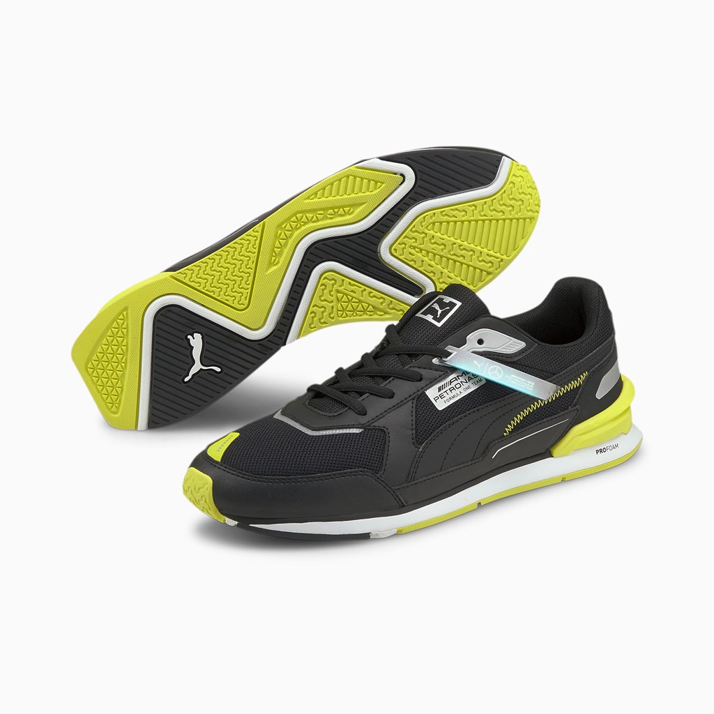 Black / Nrgy Yellow / White Puma Mercedes F1 Low Racer Men's Motorsport Shoes | 2834XINHT