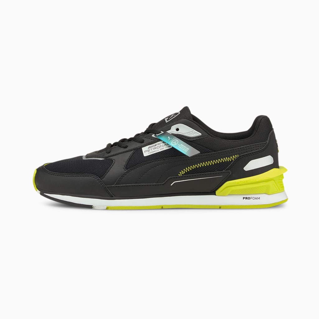 Black / Nrgy Yellow / White Puma Mercedes F1 Low Racer Men\'s Motorsport Shoes | 2834XINHT