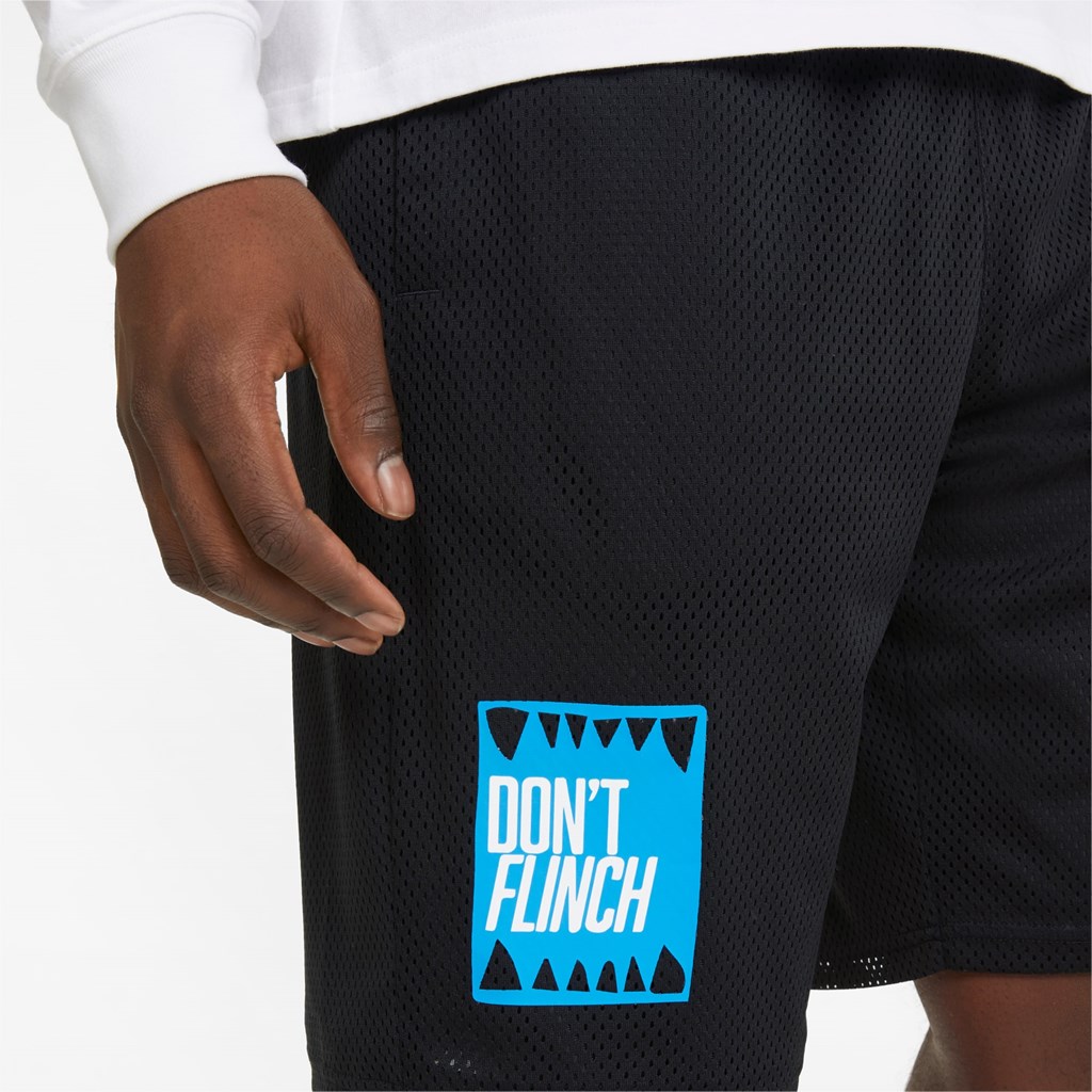 Black / Ocean Dive Puma Mesh Basketball Practice Men's Shorts | 4793ABDXZ