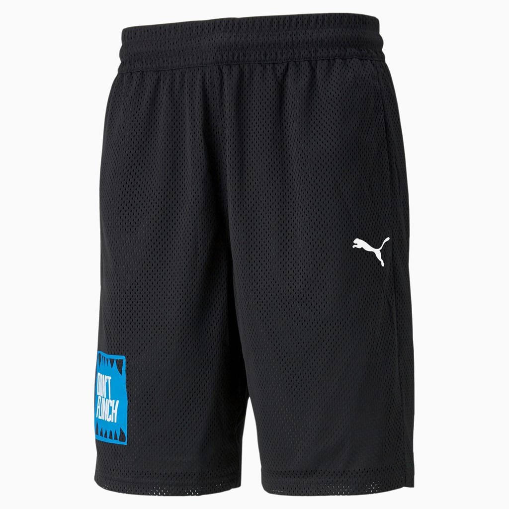 Black / Ocean Dive Puma Mesh Basketball Practice Men's Shorts | 4793ABDXZ