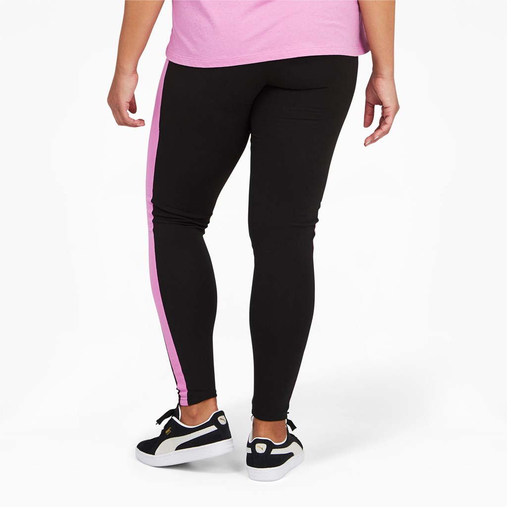 Black / Opera Mauve Puma Iconic T7 PL Women's Leggings | 2601WYHFO