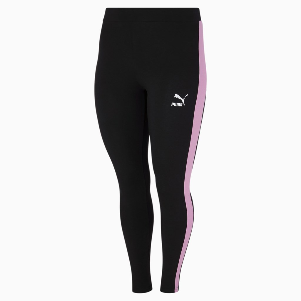 Black / Opera Mauve Puma Iconic T7 PL Women's Leggings | 2601WYHFO