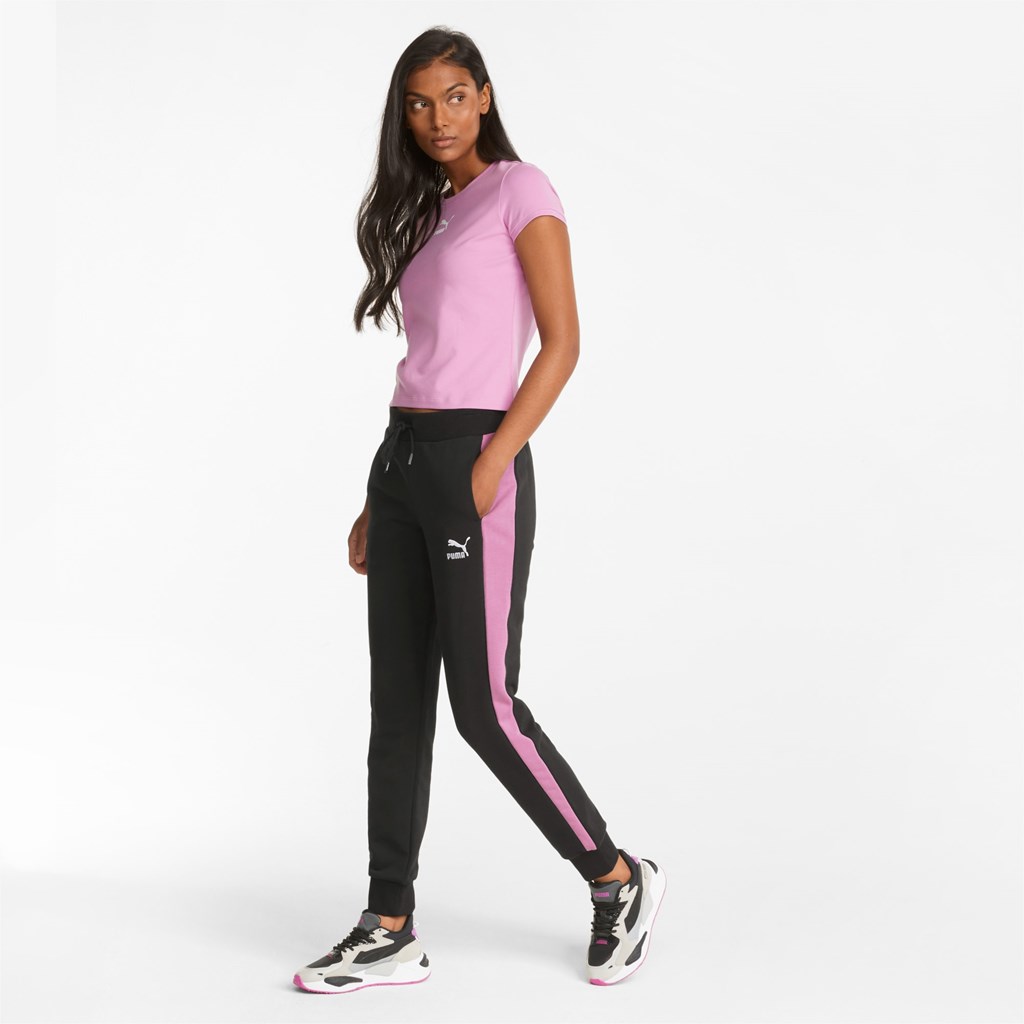 Black / Opera Mauve Puma Iconic T7 Track Women's Pants | 5638NMBCU