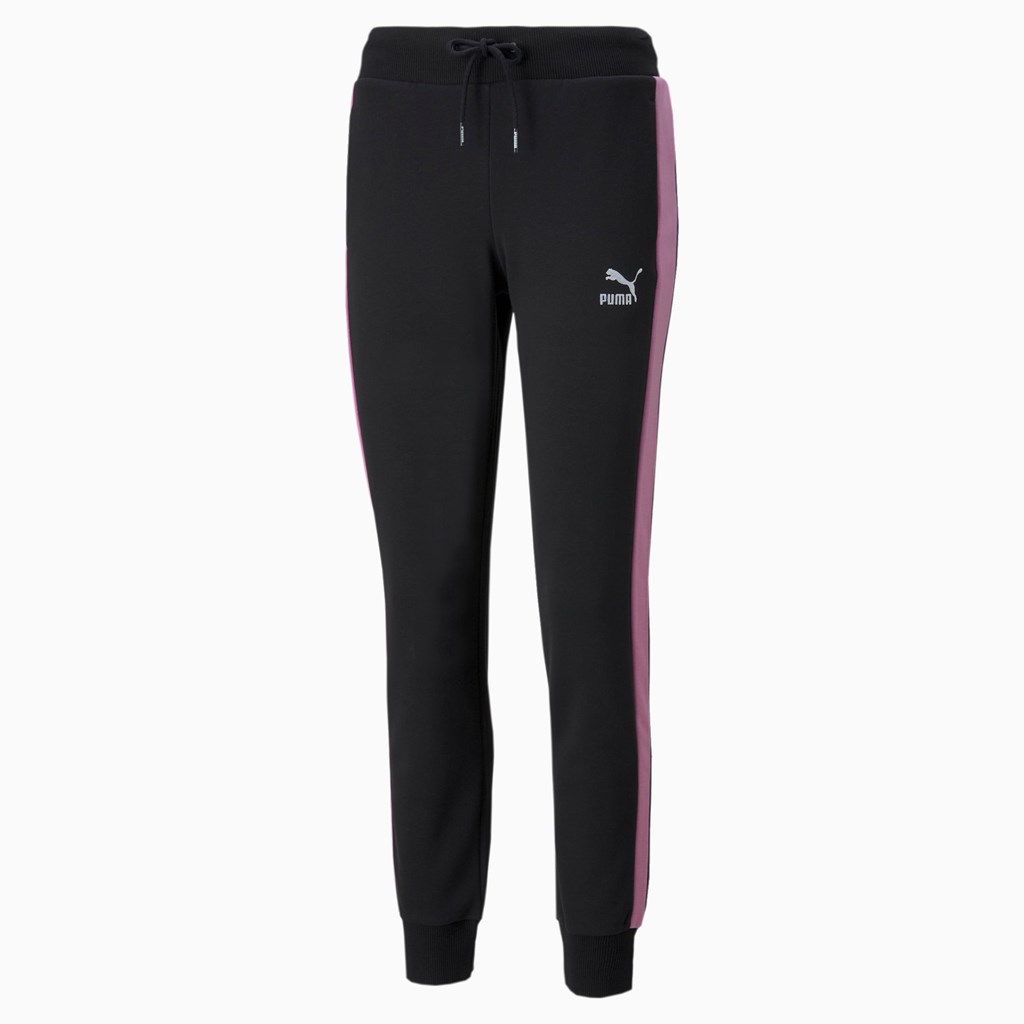 Black / Opera Mauve Puma Iconic T7 Track Women's Pants | 5638NMBCU