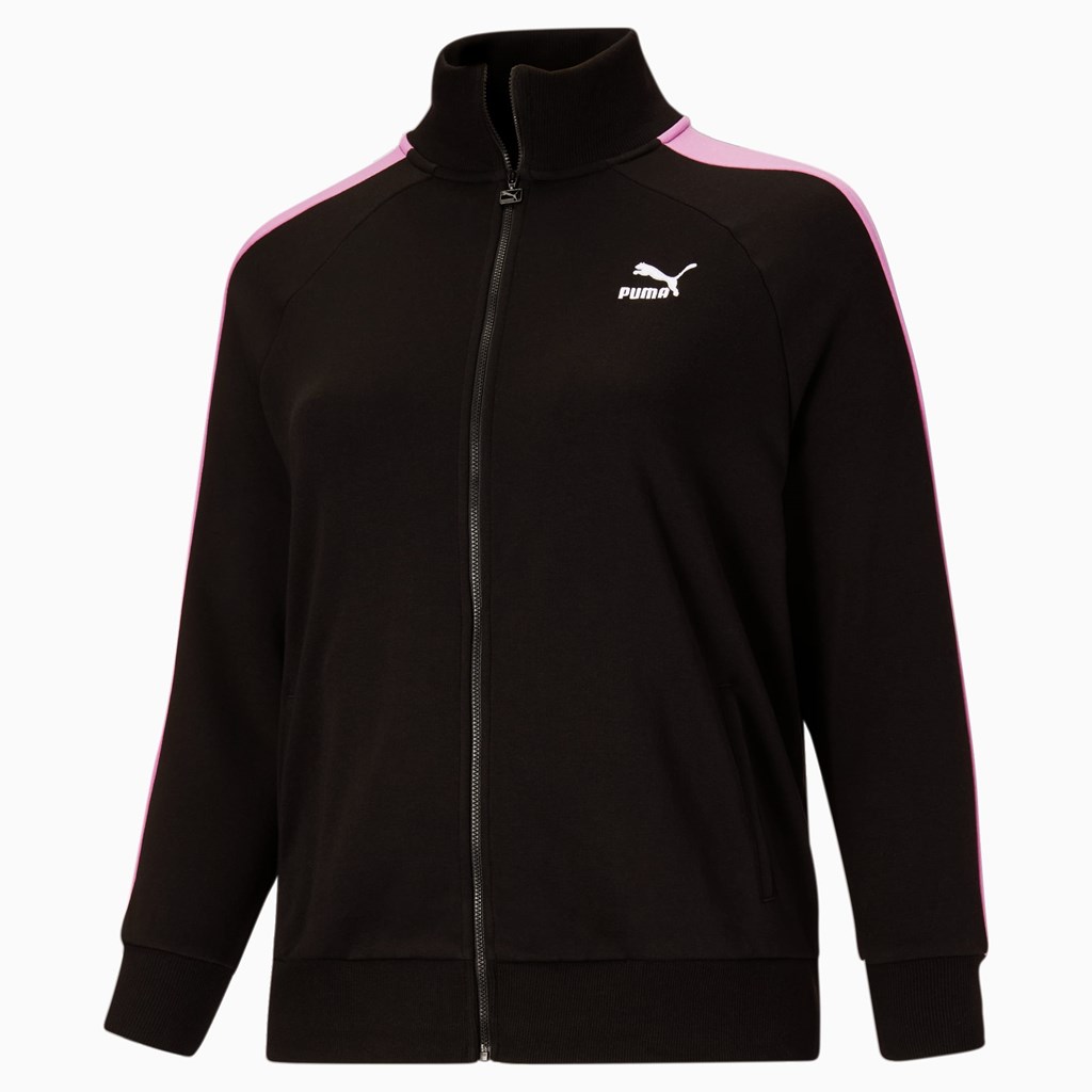 Black / Opera Mauve Puma Iconic T7 Track PL Women's Jacket | 8157ECJKV