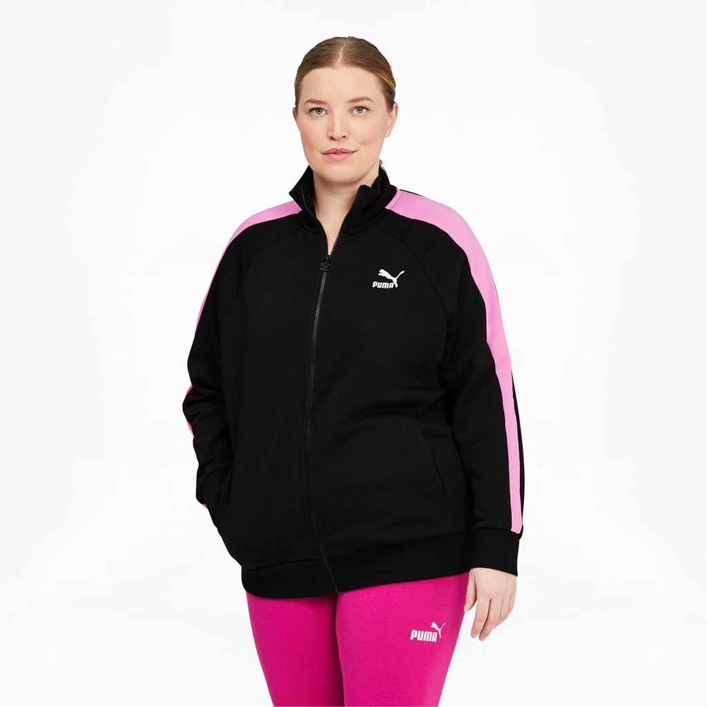 Black / Opera Mauve Puma Iconic T7 Track PL Women\'s Jacket | 8157ECJKV