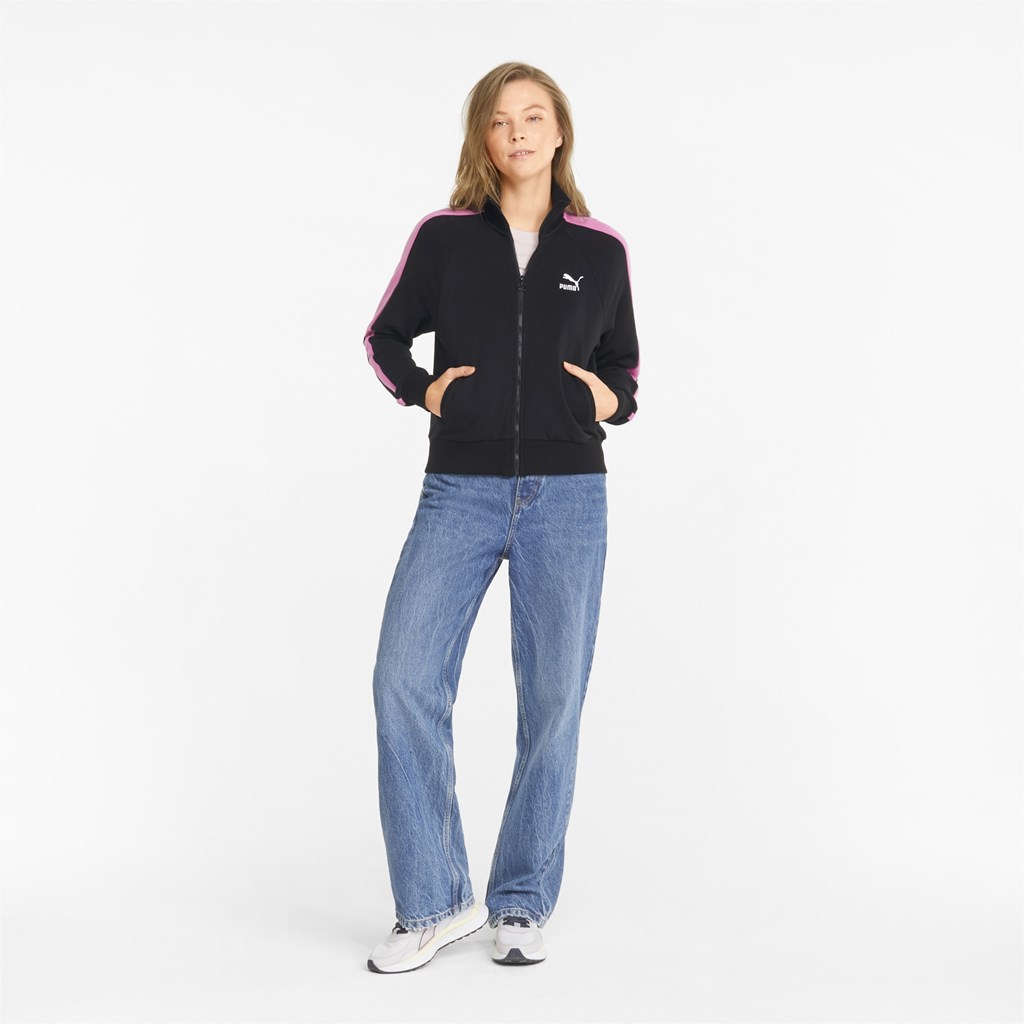 Black / Opera Mauve Puma Iconic T7 Track Women's Jacket | 9315BCWPU