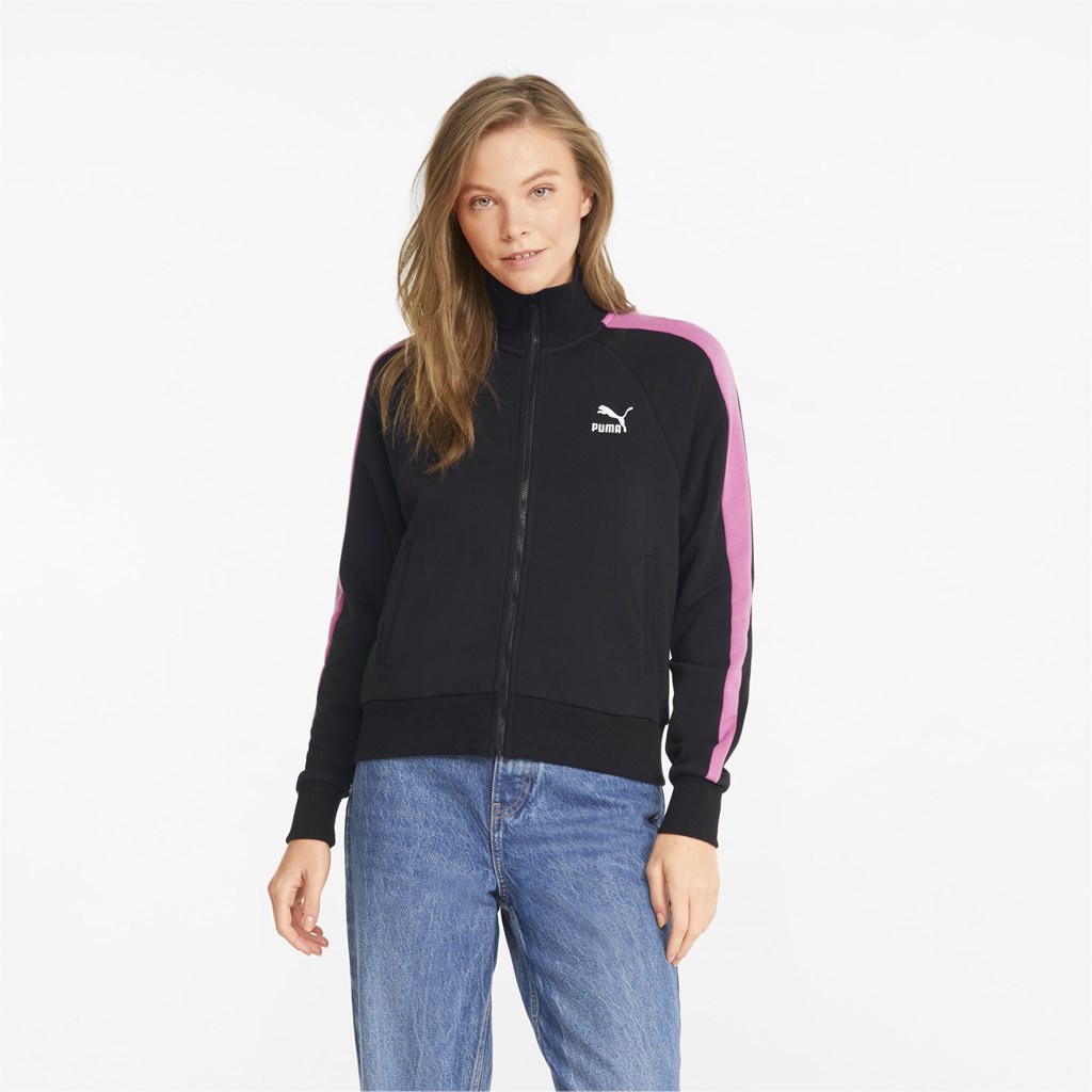 Black / Opera Mauve Puma Iconic T7 Track Women\'s Jacket | 9315BCWPU