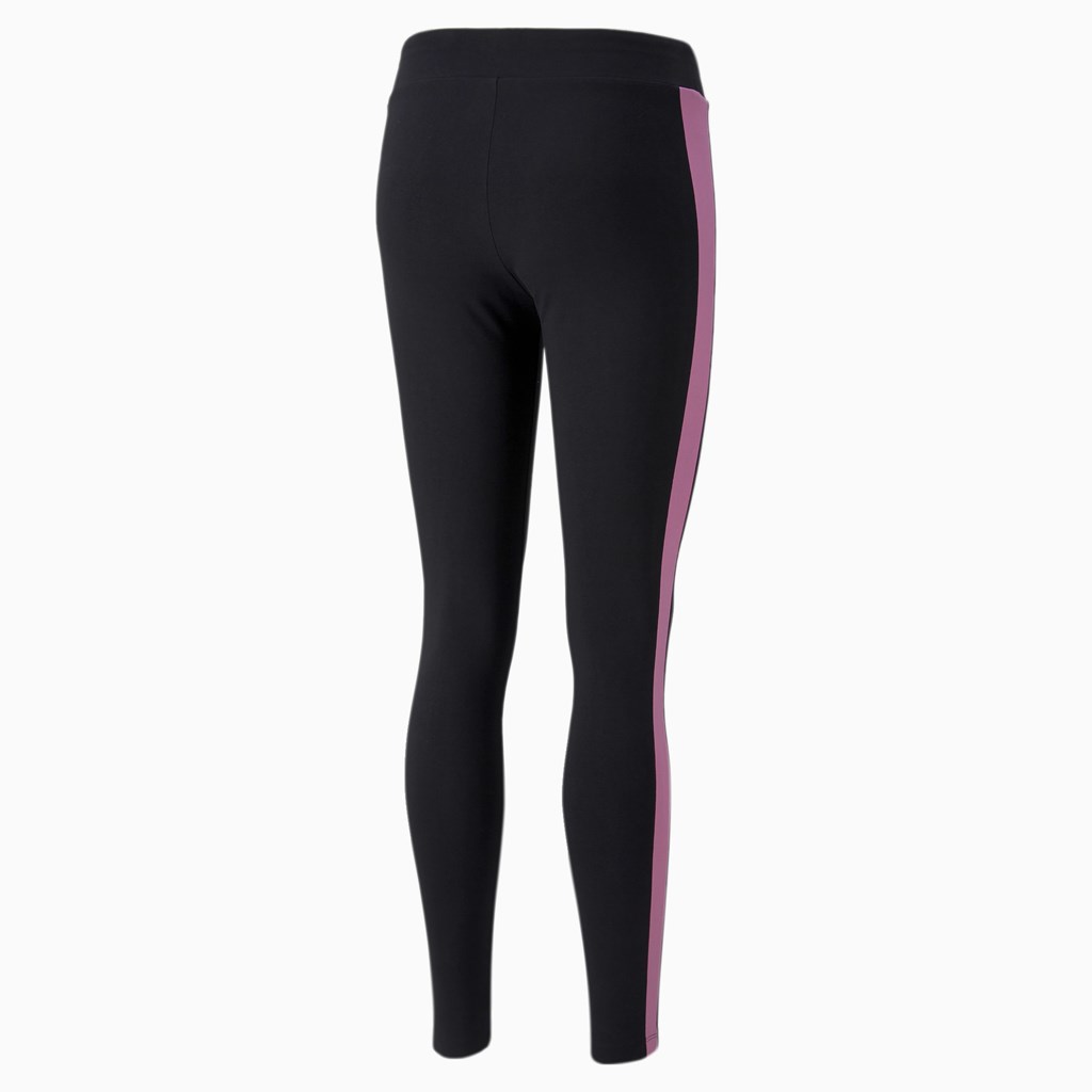 Black / Opera Mauve Puma Iconic T7 Women's Leggings | 3980KZVHG