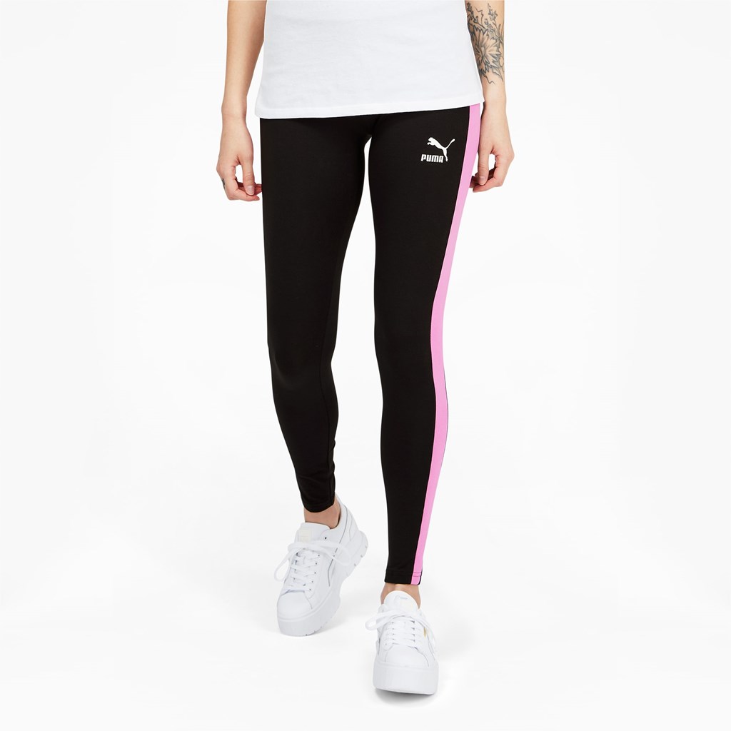 Black / Opera Mauve Puma Iconic T7 Women\'s Leggings | 3980KZVHG