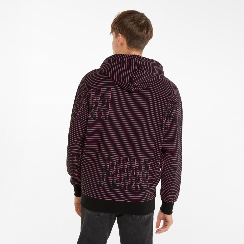 Black / Opera Mauve Puma Sportswear by PUMA Printed Men's Hoodie | 5084IWJRY