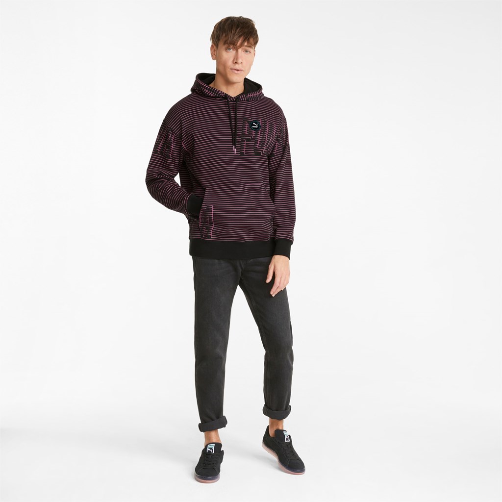 Black / Opera Mauve Puma Sportswear by PUMA Printed Men's Hoodie | 5084IWJRY