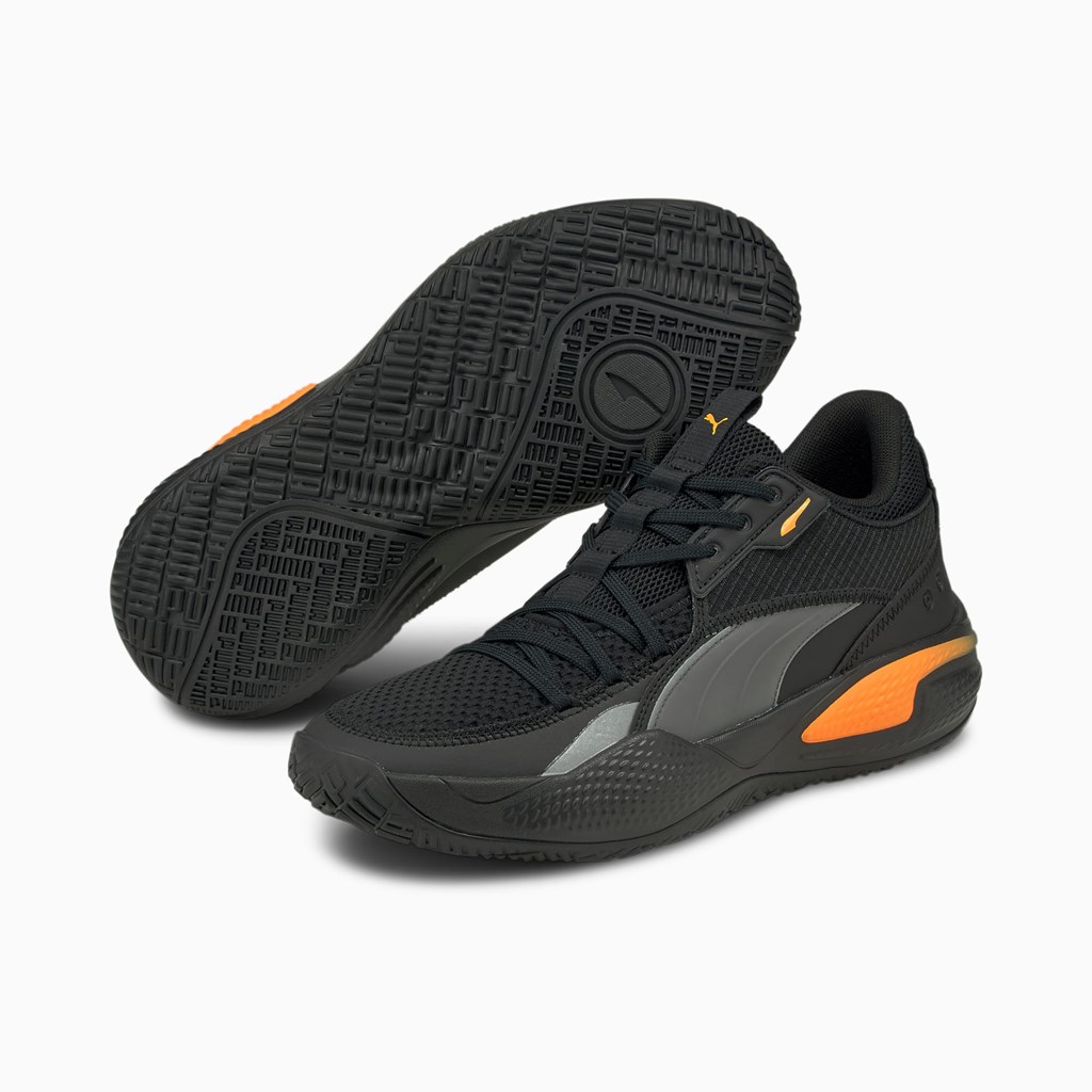 Black / Orange Glow Puma Court Rider Pop Women's Basketball Shoes | 0864SJTXO