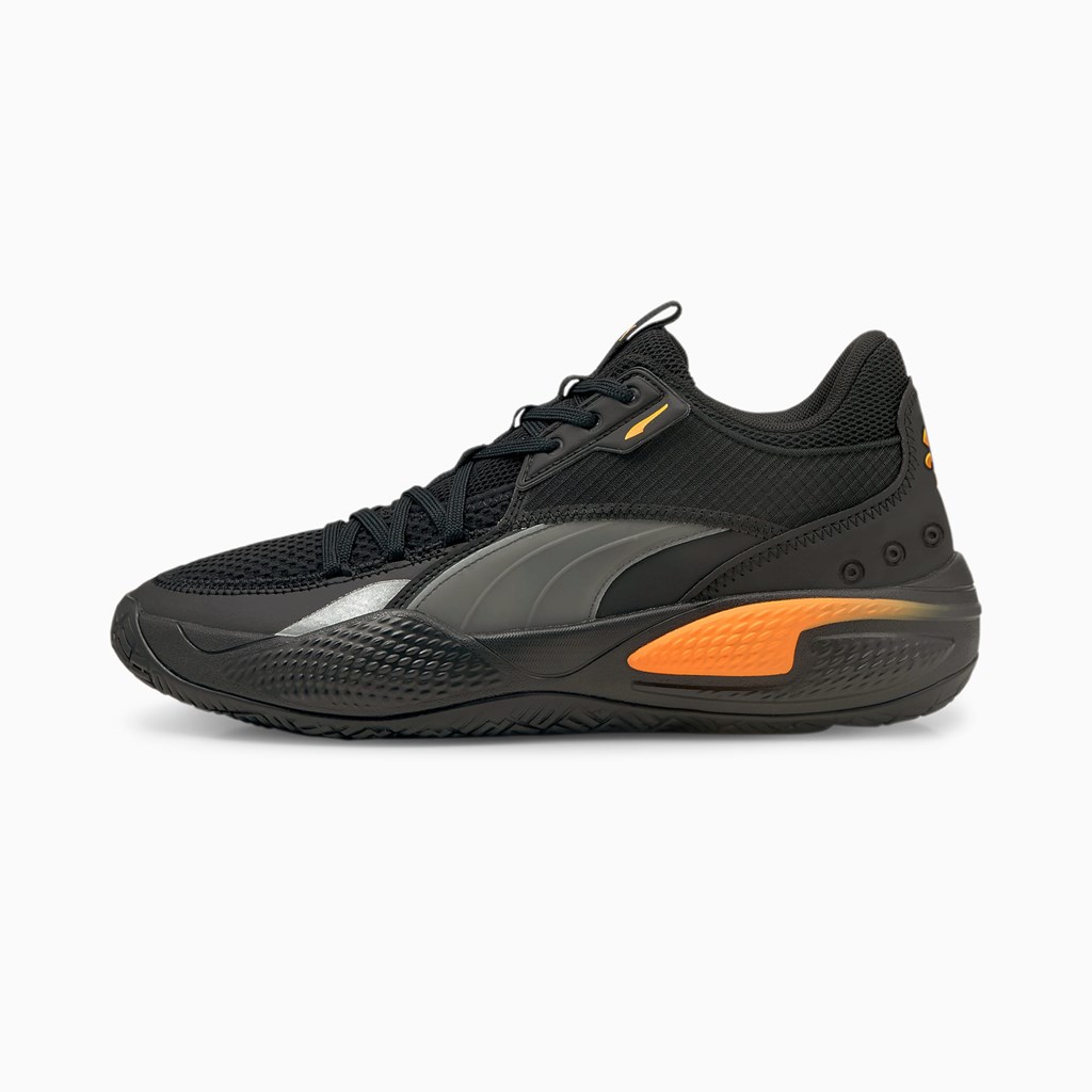 Black / Orange Glow Puma Court Rider Pop Women\'s Basketball Shoes | 0864SJTXO