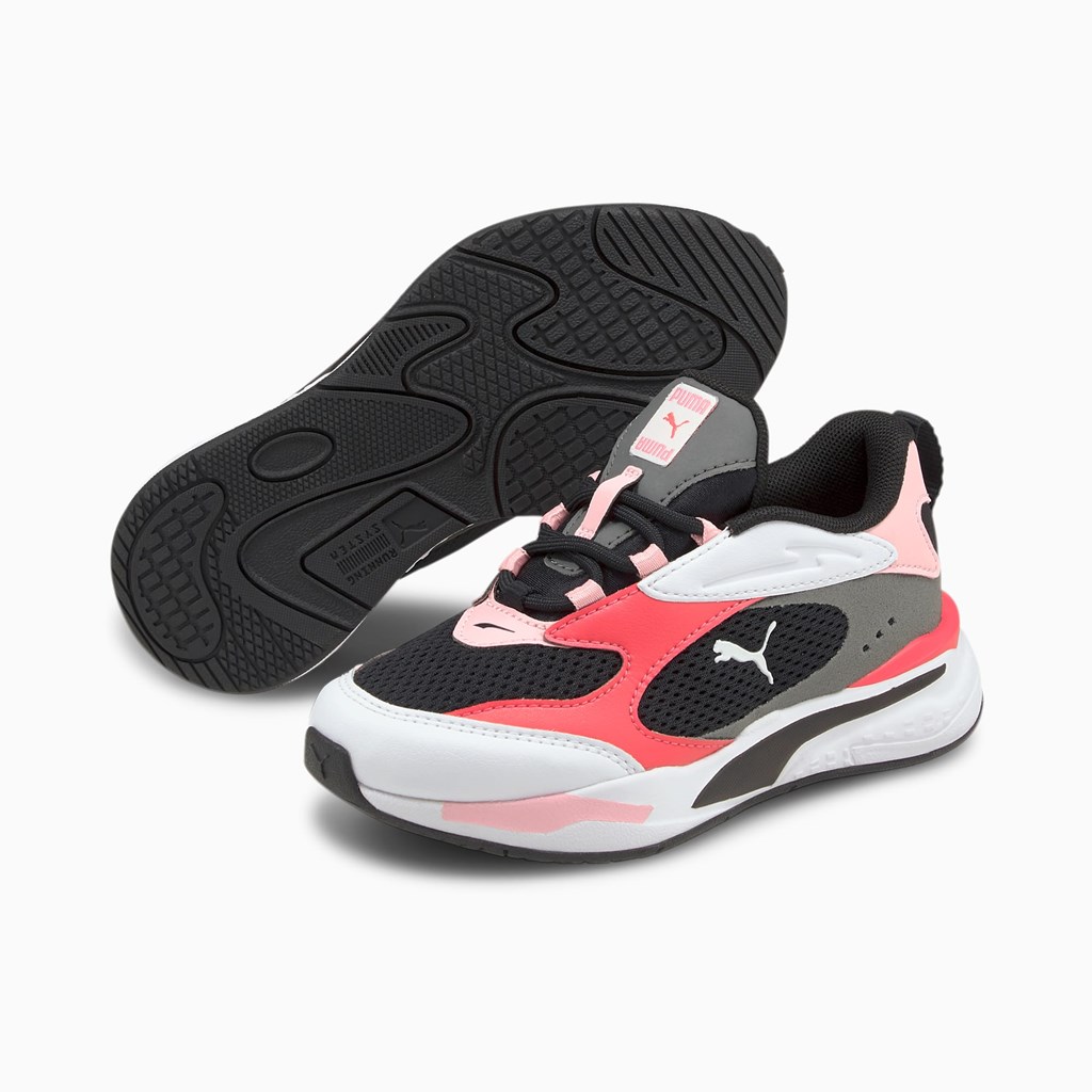 Black / Peony / Paradise Pink Puma RS-Fast Little Girls' Sneakers | 1648HTKFQ