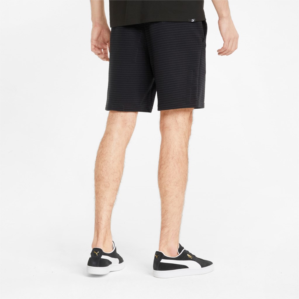 Black / Phantom Black Puma Sportswear by PUMA Printed Men's Shorts | 0348CAMWY