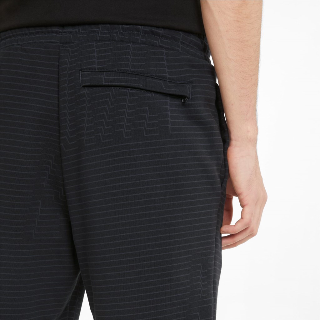 Black / Phantom Black Puma Sportswear by PUMA Printed Men's Shorts | 0348CAMWY