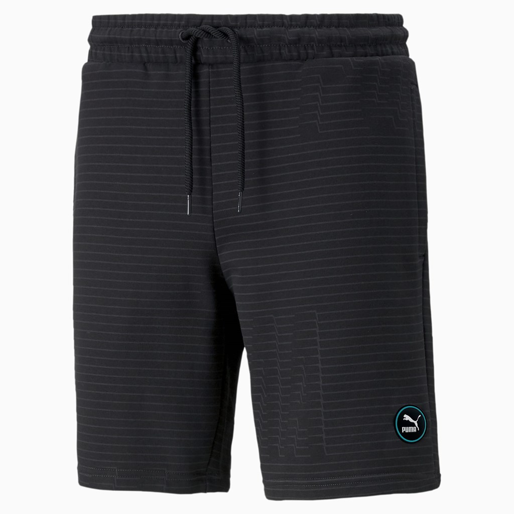 Black / Phantom Black Puma Sportswear by PUMA Printed Men's Shorts | 0348CAMWY