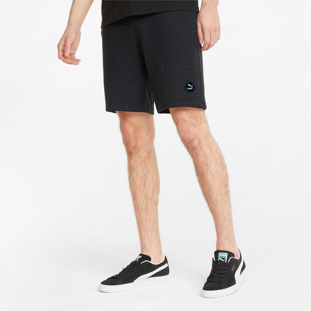 Black / Phantom Black Puma Sportswear by PUMA Printed Men\'s Shorts | 0348CAMWY