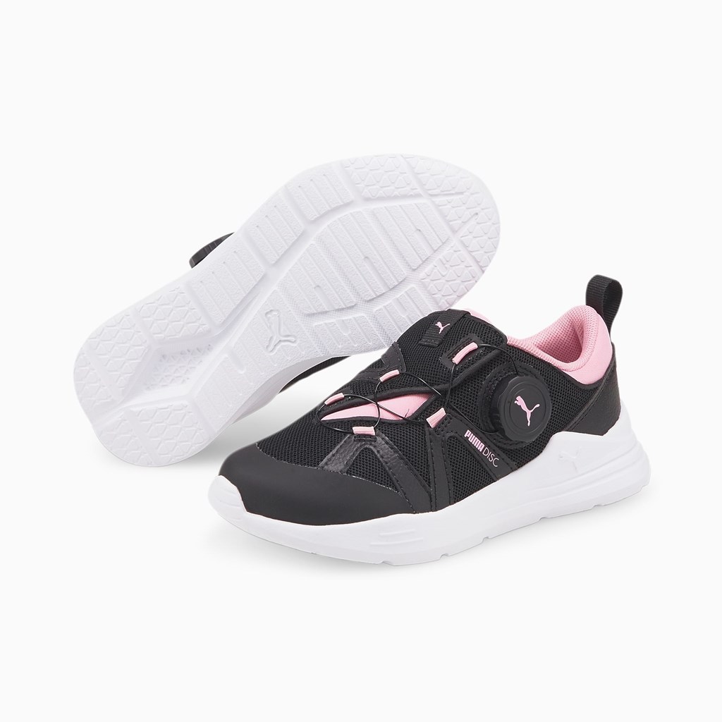 Black / Prism Pink Puma PUMA Wired Run Disc Little Girls' Sneakers | 1562YTRUL