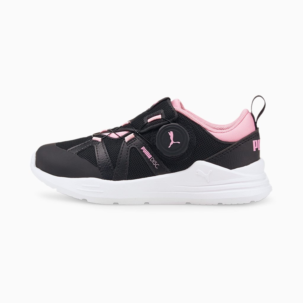 Black / Prism Pink Puma PUMA Wired Run Disc Little Girls\' Sneakers | 1562YTRUL