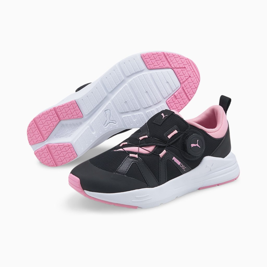 Black / Prism Pink Puma Wired Run Disc JR Girls' Sneakers | 4167VIUAL