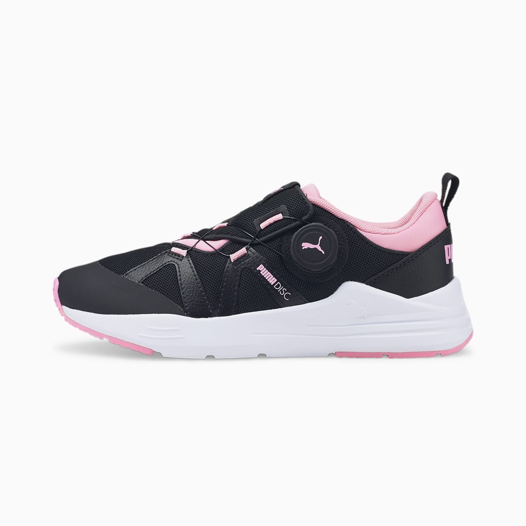 Black / Prism Pink Puma Wired Run Disc JR Girls\' Sneakers | 4167VIUAL