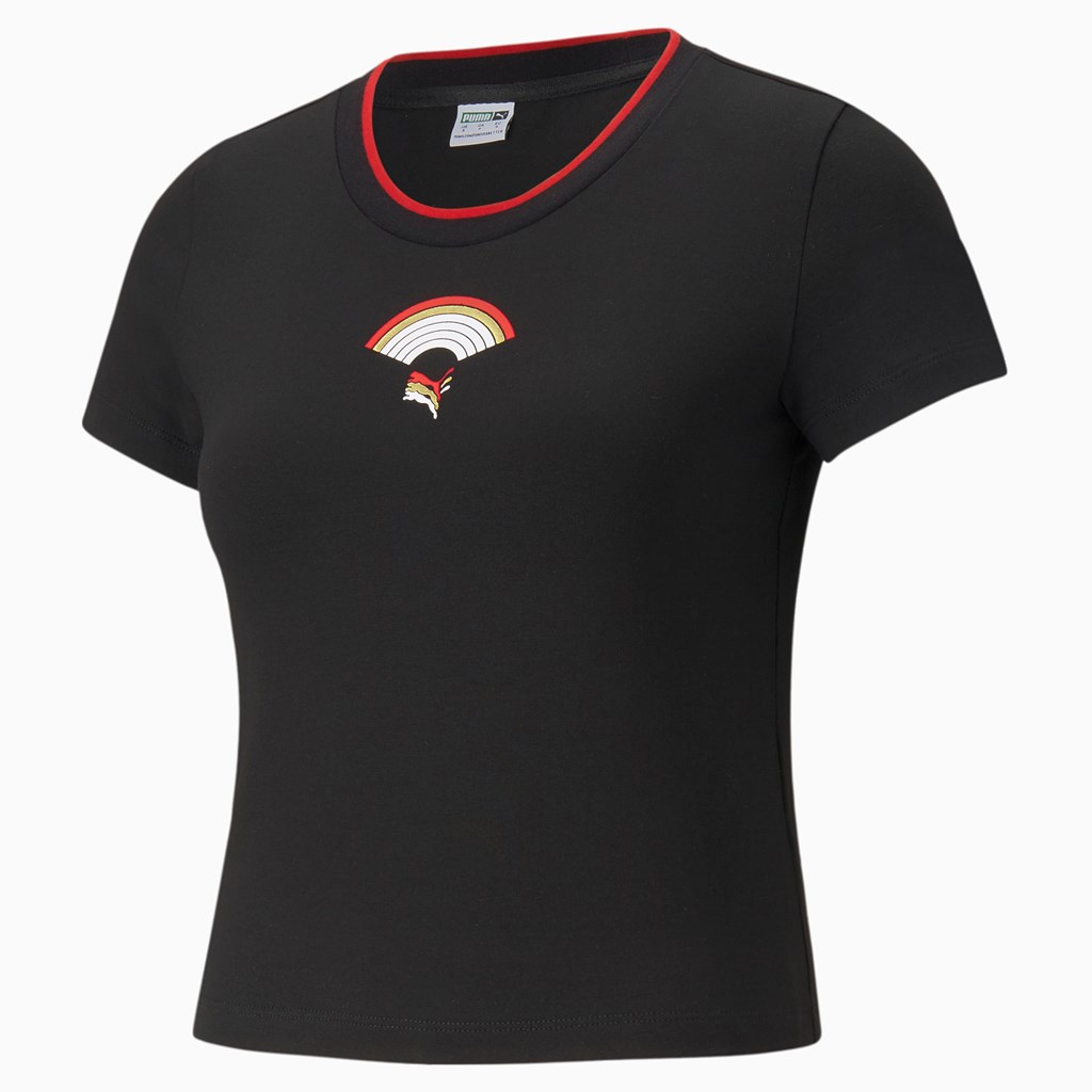 Black Puma AS Fitted Women's Tee | 3247KRZSC