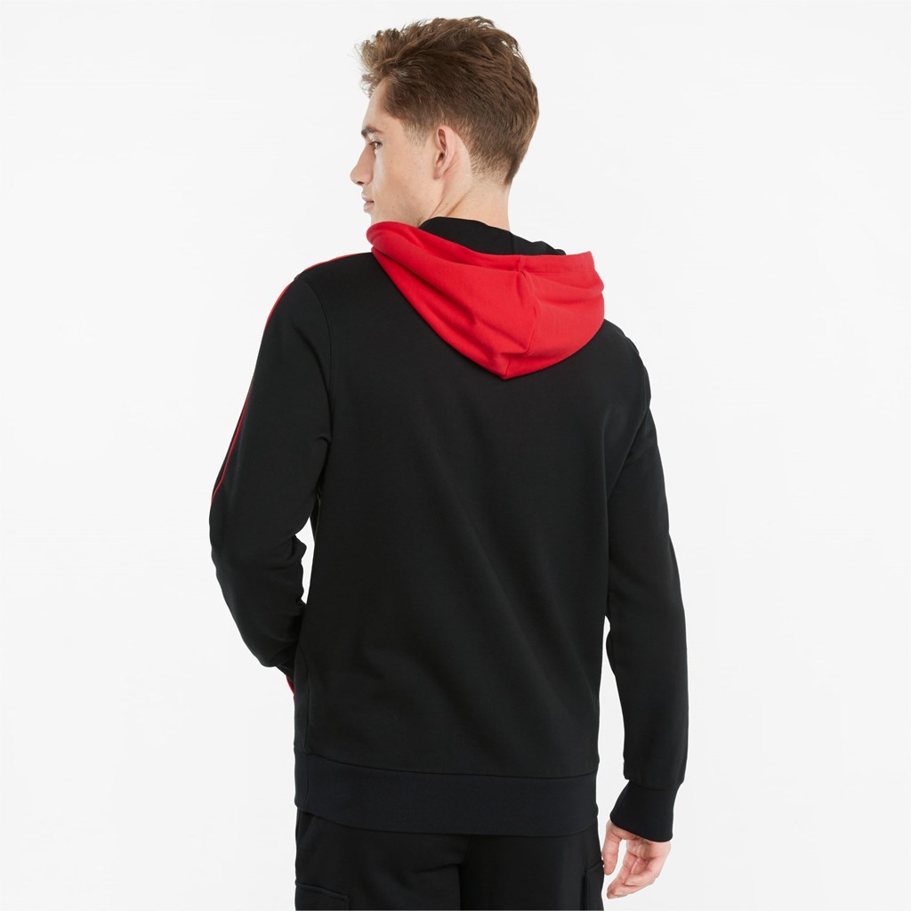 Black Puma CLSX Piped Regular Men's Hoodie | 4180IECBU