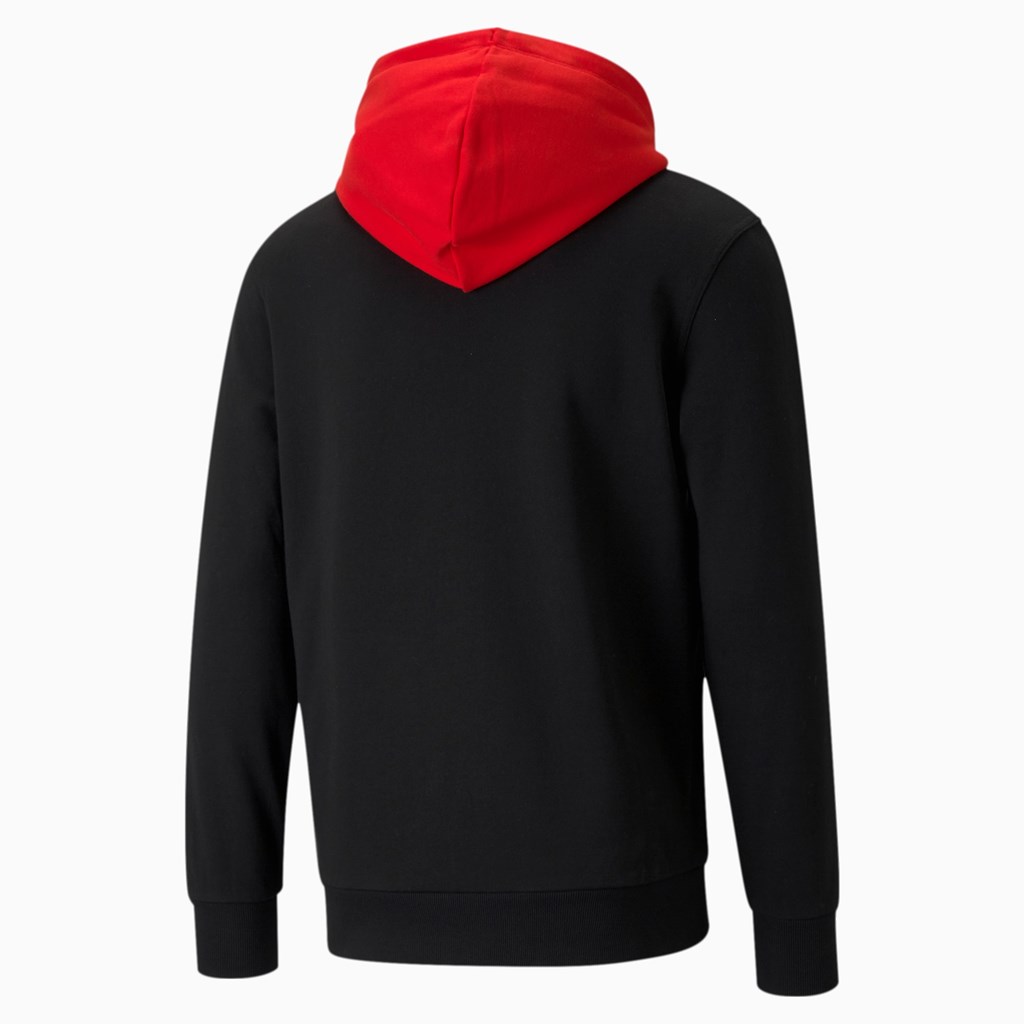 Black Puma CLSX Piped Regular Men's Hoodie | 4180IECBU