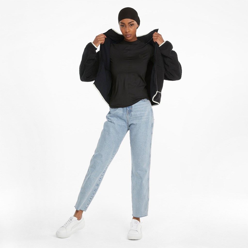 Black Puma CLSX Sherpa Track Women's Jacket | 4698GCZID