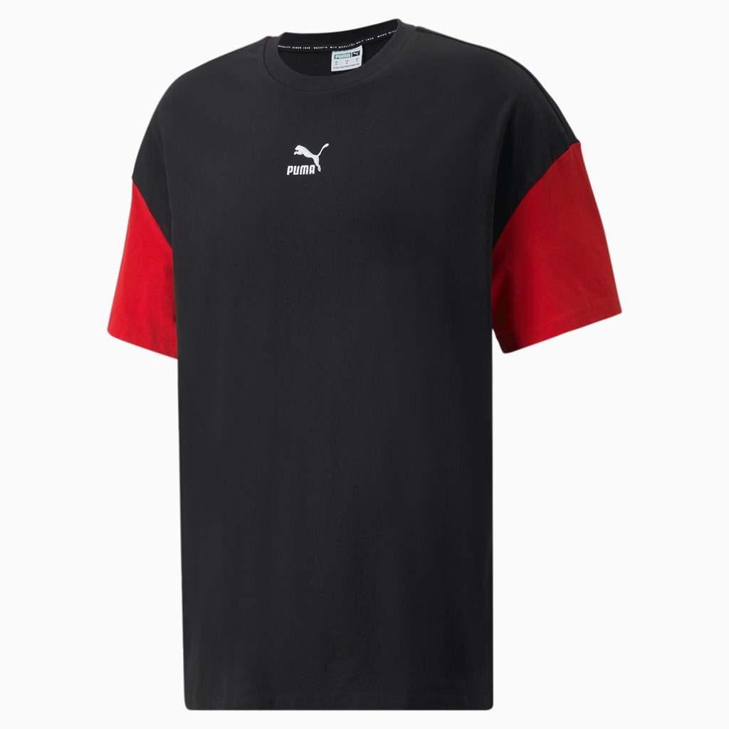 Black Puma Classics Block Boxy Men's Tee | 4695CMYOJ