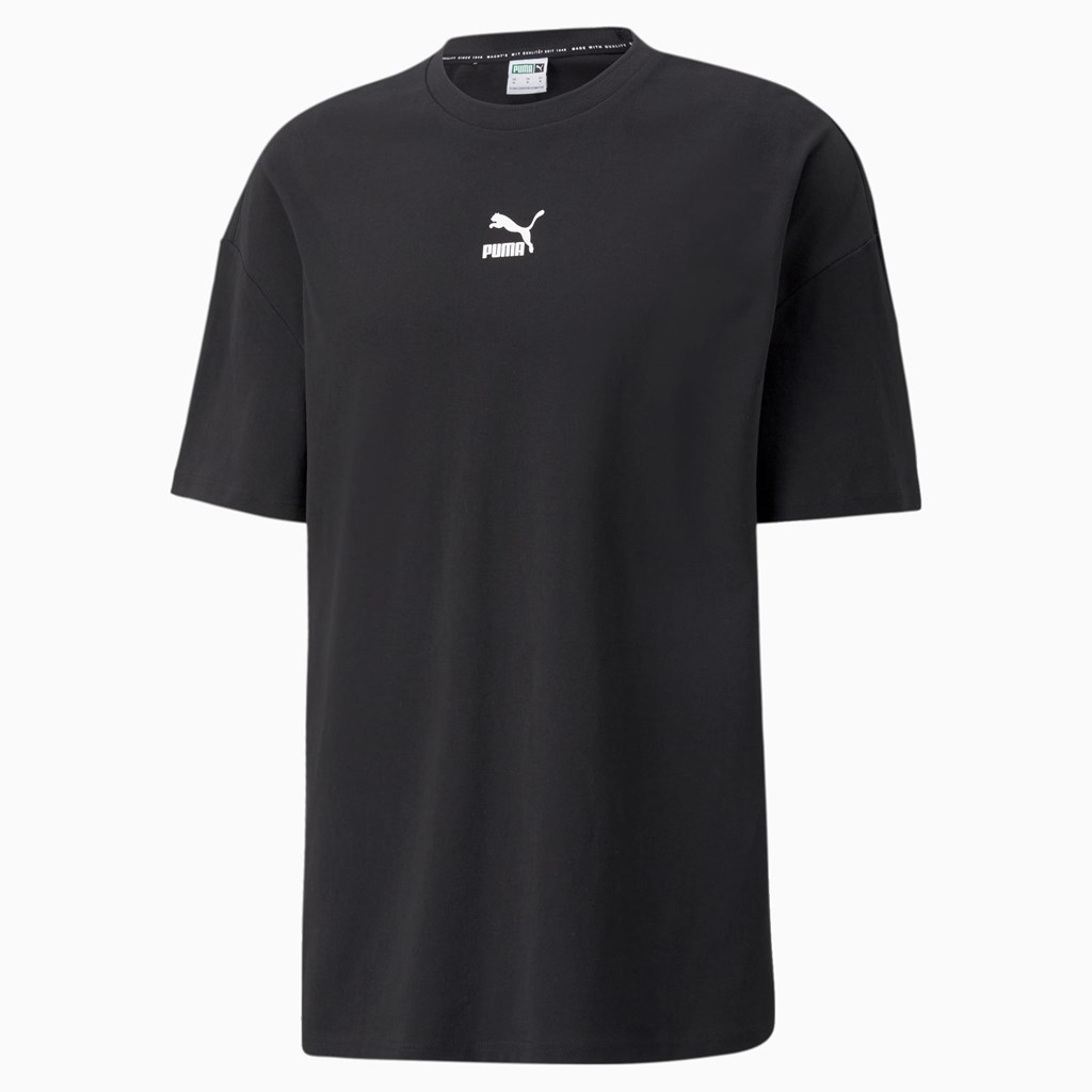 Black Puma Classics Boxy Men's Tee | 0875KWQUP