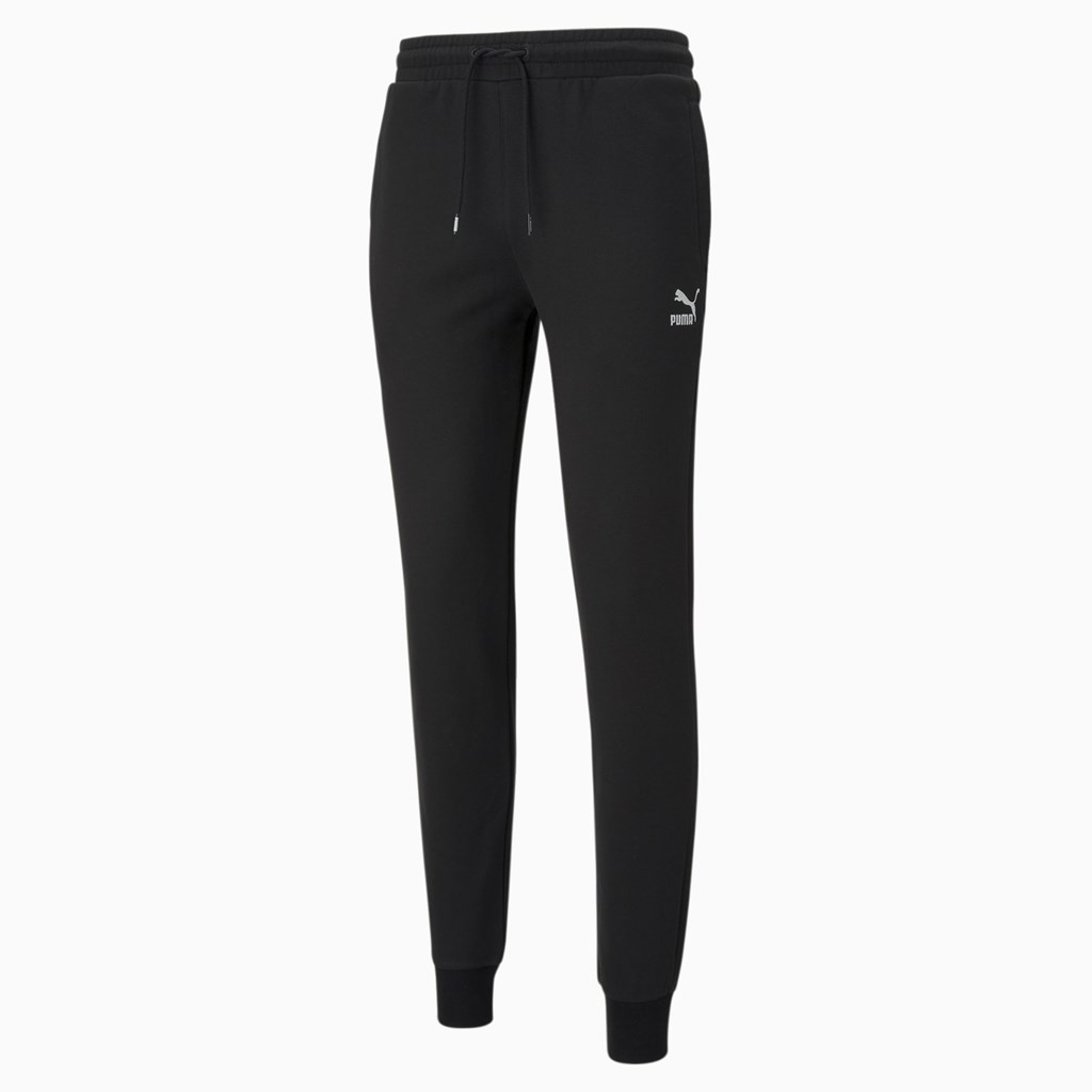 Black Puma Classics Cuffed Men's Sweatpants | 7832NDWSR