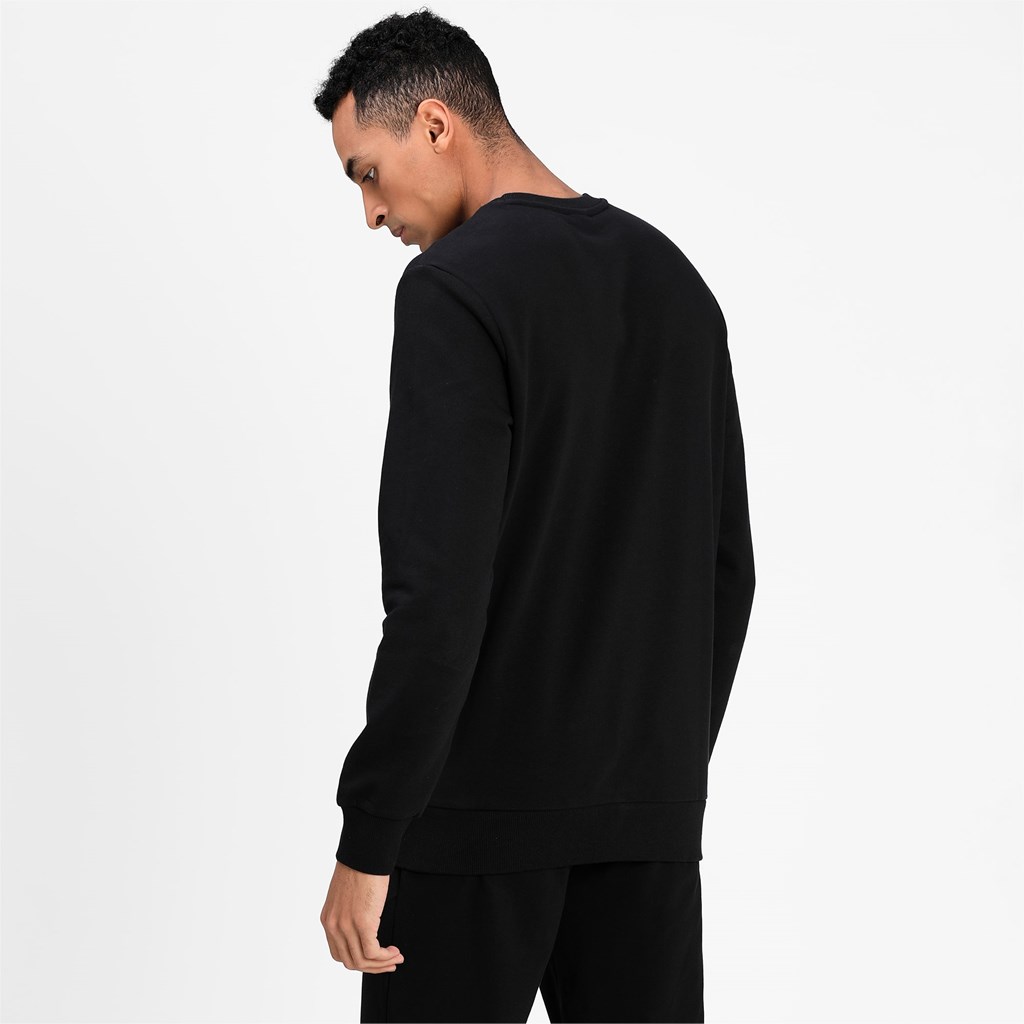 Black Puma Classics Logo Crew Neck Men's Sweatshirt | 4109WRMZT