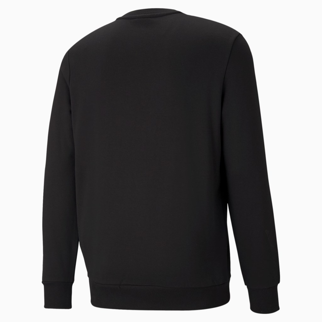 Black Puma Classics Logo Crew Neck Men's Sweatshirt | 4109WRMZT