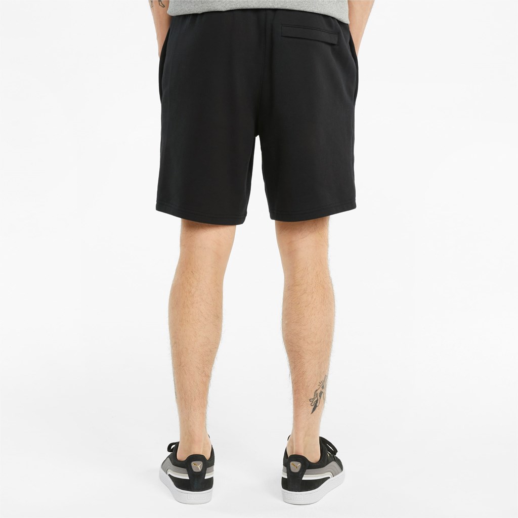 Black Puma Classics Logo French Terry Men's Shorts | 4052MXDVF