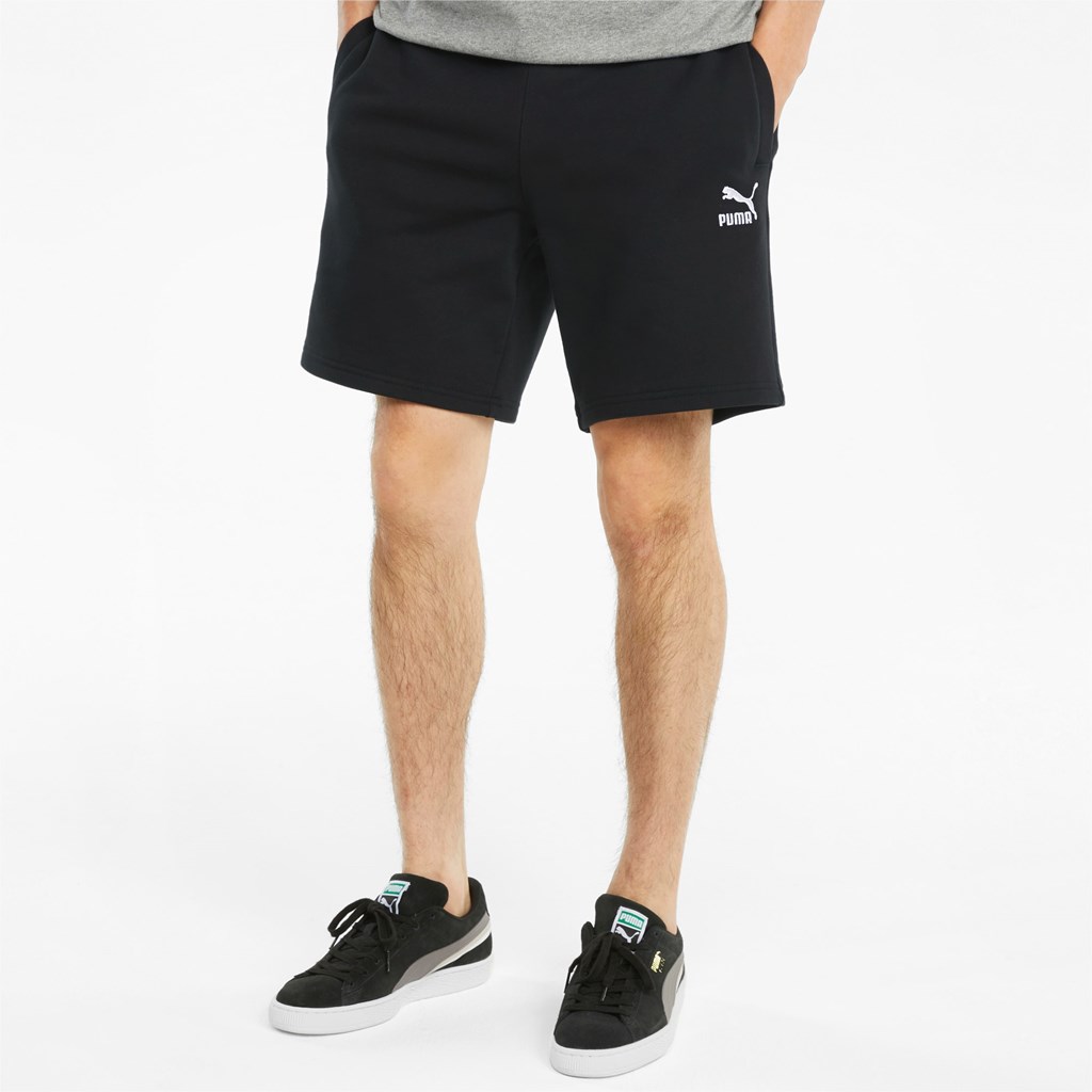 Black Puma Classics Logo French Terry Men\'s Shorts | 4052MXDVF