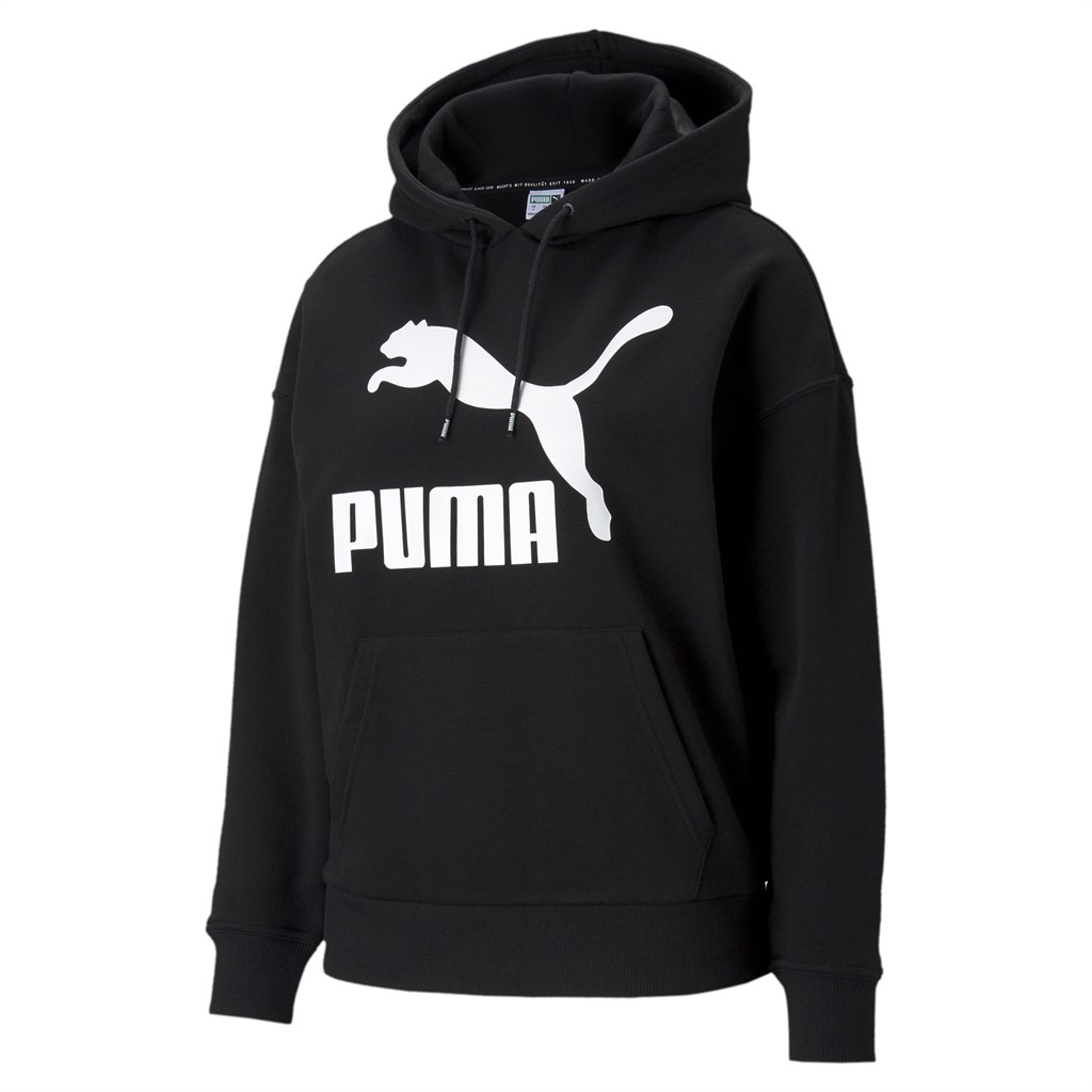 Black Puma Classics Logo Women's Hoodie | 5014LNJMS