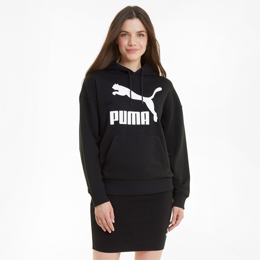 Black Puma Classics Logo Women\'s Hoodie | 5014LNJMS