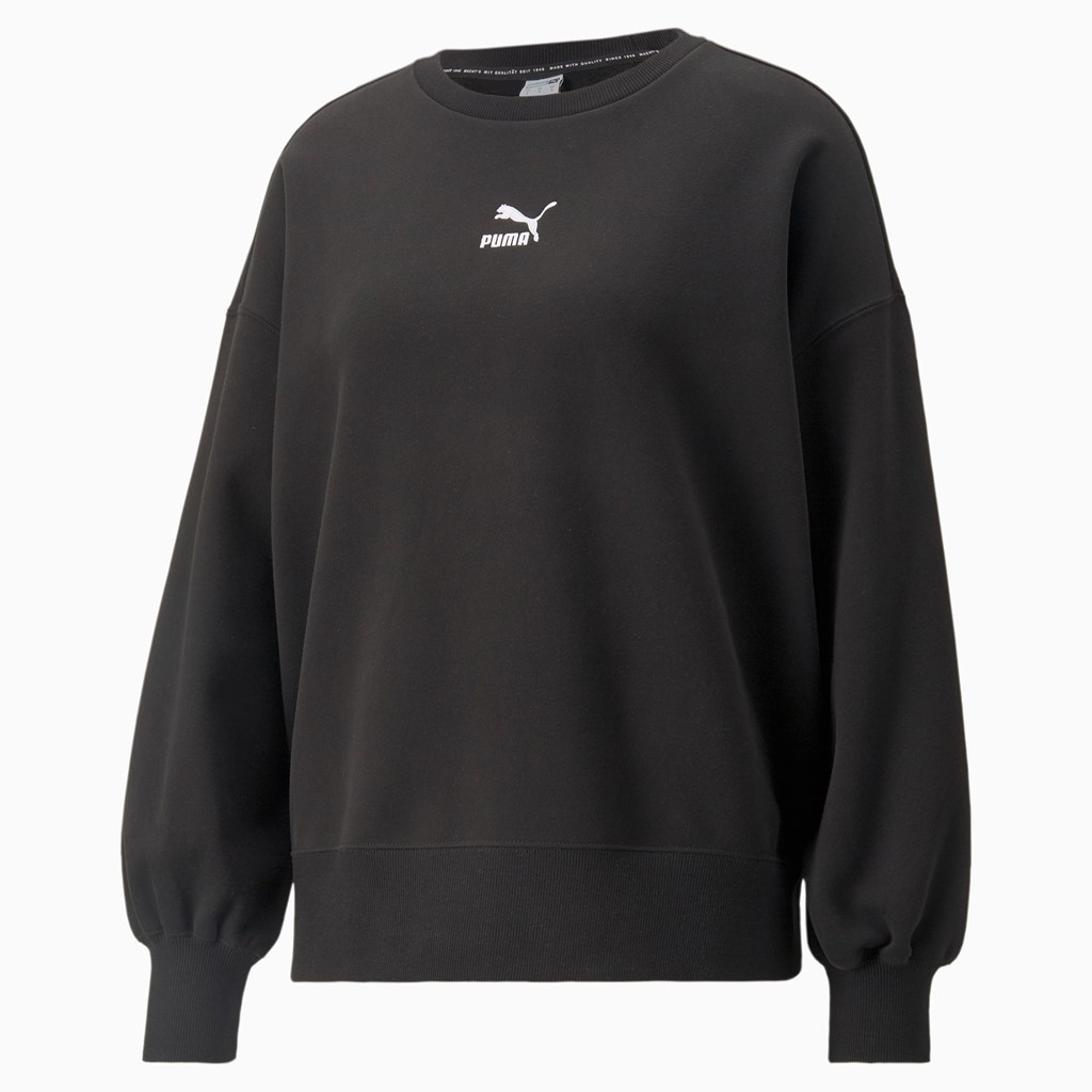 Black Puma Classics Oversized Crew Women's Sweatshirt | 4072KZGWX